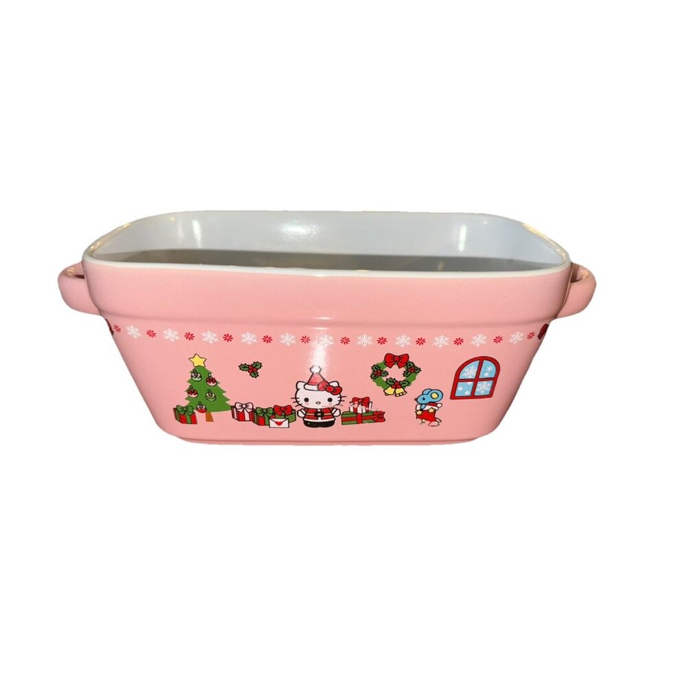 Hello Kitty Pink Christmas Ceramic Baking Loaf Dish By Sanrio 35046